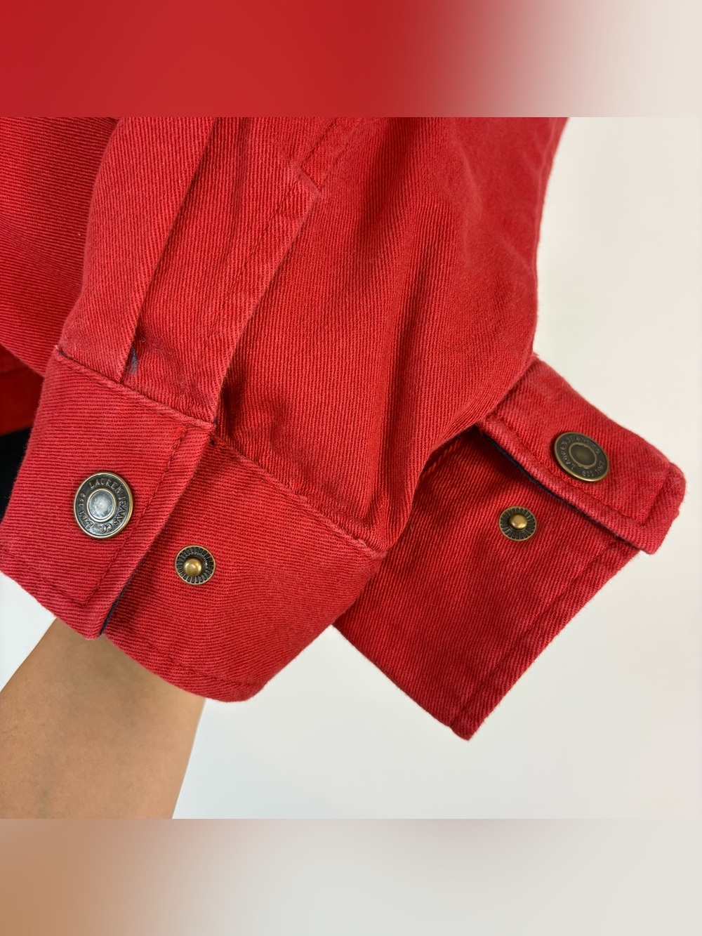 Ralph Lauren Vintage LRL Lauren Jean Co Red Fireman Jacket Sz Petite M - Picture 8 of 15